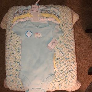 6M babygirl blue/green onesie set